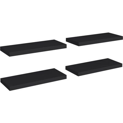 VIDAXL Scaffali A Parete 4 Pz Neri 60x23,5x3,8 Cm In Mdf - VIDAXL Scaffali A Parete 4 Pz Neri 60x23,5x3,8 Cm In Mdf -
