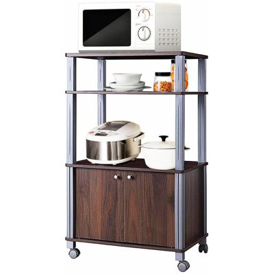 COSTWAY Scaffale Da Cucina Per Microonde Carrello Da Cucina, Con Ruote E 2 Ante, Multifunzionale E Movimento Flessibile, 60x40x98 Cm (caffè) - COSTWAY Scaffale Da Cucina Per Microonde Carrello Da Cucina, Con Ruote E 2 Ante, Multifunzionale E Movimento Flessibile, 60x40x98 Cm (caffè) -