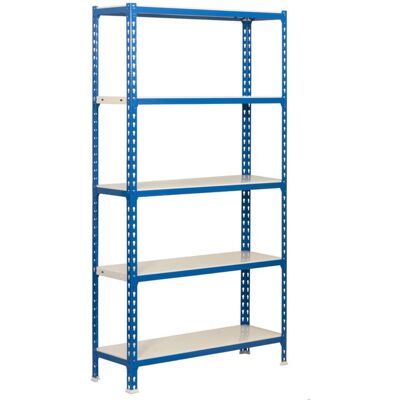 SIMONRACK Scaffale In Metallo, 1800x900x300 Mm, 5 Ripiani, Punto Di Piegatura 180 Kg, Blu/galva SIMONRACK Scaffale In Metallo, 1800x900x300 Mm, 5 Ripiani, Punto Di Piegatura 180 Kg, Blu/galva