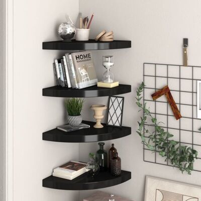 VIDAXL Scaffali Angolari A Parete 4 Pz Neri 35x35x3,8 Cm In Mdf - VIDAXL Scaffali Angolari A Parete 4 Pz Neri 35x35x3,8 Cm In Mdf -