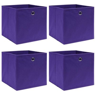 VIDAXL Scatole Portaoggetti 4pz Viola 32x32x32 Cm Tessuto - VIDAXL Scatole Portaoggetti 4pz Viola 32x32x32 Cm Tessuto -