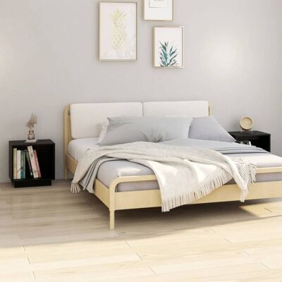 VIDAXL Comodini 2 Pz Neri 40x30x40 Cm In Legno Massello Di Pino - VIDAXL Comodini 2 Pz Neri 40x30x40 Cm In Legno Massello Di Pino -