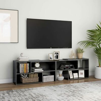 VIDAXL - Mobile Porta Tv Grigio Lucido 149x30x52 Cm In Legno Multistrato VIDAXL - Mobile Porta Tv Grigio Lucido 149x30x52 Cm In Legno Multistrato