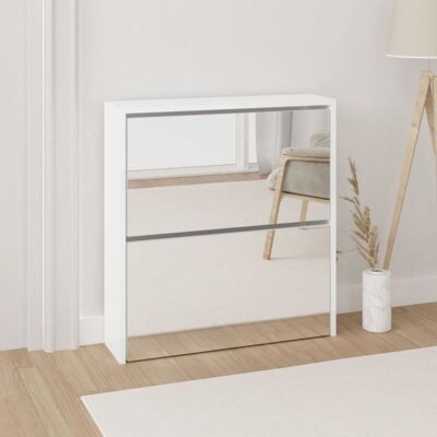VIDAXL Scarpiera Con Specchio A 2 Livelli Bianco Lucido 63x17x67 Cm - VIDAXL Scarpiera Con Specchio A 2 Livelli Bianco Lucido 63x17x67 Cm -