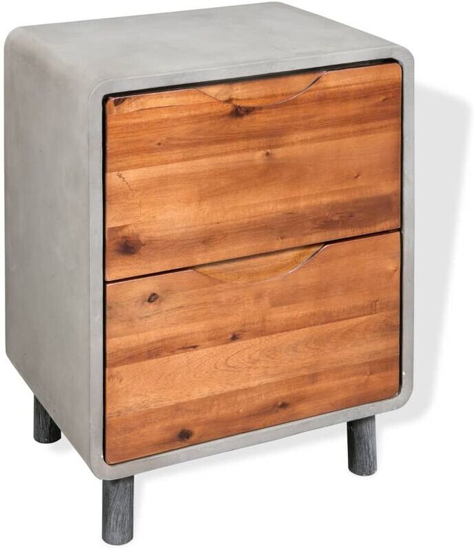 VIDAXL Bedside Cement and Solid Acacia 40x30x50 cm