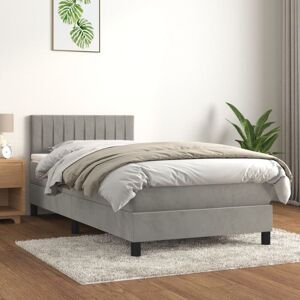 VIDAXL Giroletto A Molle Con Materasso Grigio Chiaro 90x190 Cm Velluto - VIDAXL Giroletto A Molle Con Materasso Grigio Chiaro 90x190 Cm Velluto -