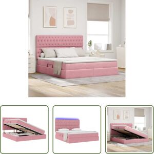 VIDAXL Letto Con Led - Letto Con Contenitore E Led Con Led Rosa 160 X 200 Cm Velluto VIDAXL Letto Con Led - Letto Con Contenitore E Led Con Led Rosa 160 X 200 Cm Velluto