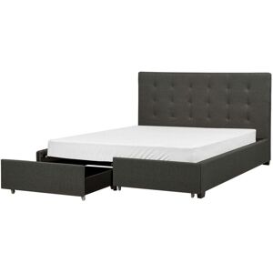 BELIANI Letto Contenitore Tessuto Grigio Scuro Con Rete A Doghe E Cassetti 160 X 200 Cm La Rochelle BELIANI Letto Contenitore Tessuto Grigio Scuro Con Rete A Doghe E Cassetti 160 X 200 Cm La Rochelle