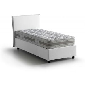 TALAMO ITALIA Letto Singolo Chiaraluna, Letto Contenitore Con Rivestimento In Tessuto, 100% Made In Italy, Apertura Frontale, Con Materasso Cm 90x190 Incluso, Bianco, Con Imballo Rinforzato - TALAMO ITALIA Letto Singolo Chiaraluna, Letto Contenitore Con Rivestimento In Tessuto, 100% Made In Italy, Apertura Frontale, Con Materasso Cm 90x190 Incluso, Bianco, Con Imballo Rinforzato -