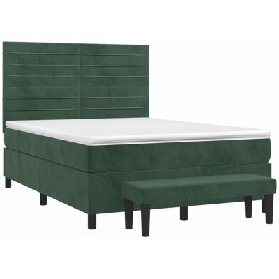Letto in Velluto Verde Scuro con Materasso e Panchina - Letto con Materasso Letto in Velluto Verde Scuro con Materasso e Panchina - Letto con Materasso