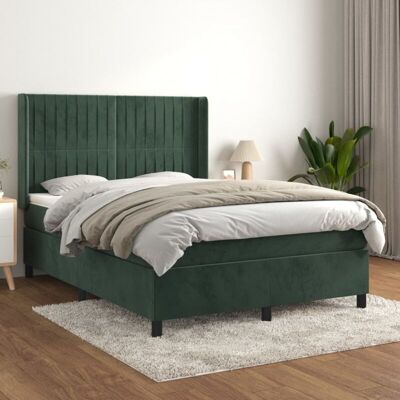Letto in velluto verde scuro con boxspring e materasso VidaXL Letto in velluto verde scuro con boxspring e materasso VidaXL