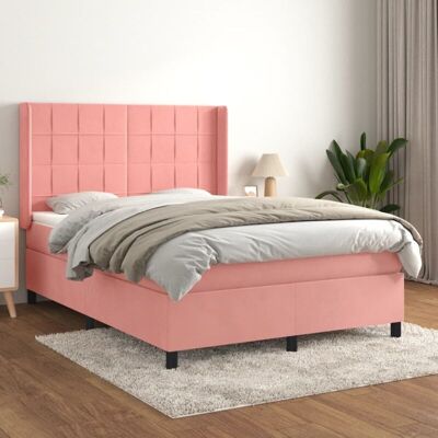 Letto in Velluto Rosa con Materasso e Testiera - Letto Letto in Velluto Rosa con Materasso e Testiera - Letto