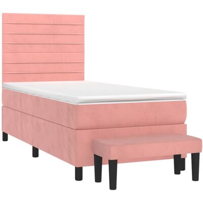 Letto in Velluto Rosa con Cornice e Panca - Tipo di Letto Letto in Velluto Rosa con Cornice e Panca - Tipo di Letto