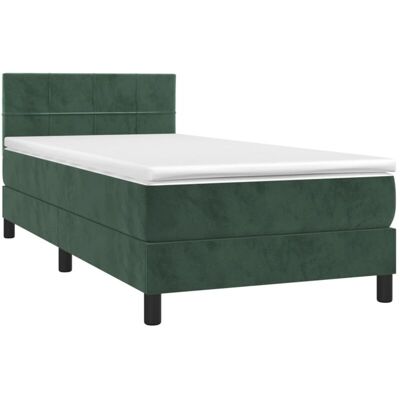 Letto in Velluto Verde Scuro con Materasso vidaXL - Letto con Materasso Letto in Velluto Verde Scuro con Materasso vidaXL - Letto con Materasso