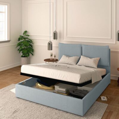BALDIFLEX - Letto Contenitore Matrimoniale 160x190 Licia In Ecopelle Con Rete A Doghe Colore Grigio Chiaro Silver BALDIFLEX - Letto Contenitore Matrimoniale 160x190 Licia In Ecopelle Con Rete A Doghe Colore Grigio Chiaro Silver