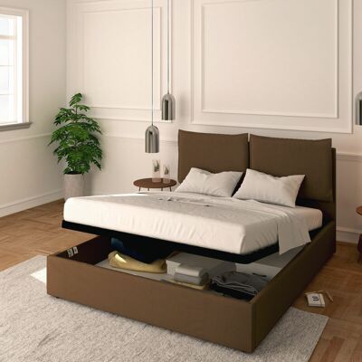 BALDIFLEX - Letto Contenitore Matrimoniale 160x190 Licia In Ecopelle Con Rete A Doghe Colore Caffè Espresso BALDIFLEX - Letto Contenitore Matrimoniale 160x190 Licia In Ecopelle Con Rete A Doghe Colore Caffè Espresso