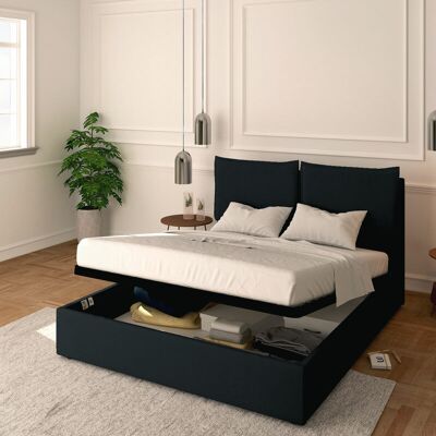 BALDIFLEX - Letto Contenitore Matrimoniale 160x190 Licia In Tessuto Con Rete A Doghe Colore Nero Black BALDIFLEX - Letto Contenitore Matrimoniale 160x190 Licia In Tessuto Con Rete A Doghe Colore Nero Black