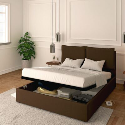 BALDIFLEX - Letto Contenitore Matrimoniale 160x190 Licia In Tessuto Con Rete A Doghe Colore Marrone Brown BALDIFLEX - Letto Contenitore Matrimoniale 160x190 Licia In Tessuto Con Rete A Doghe Colore Marrone Brown