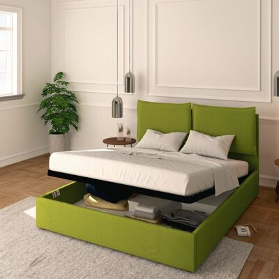 BALDIFLEX - Letto Contenitore Matrimoniale 160x190 Licia In Tessuto Con Rete A Doghe Colore Verde Green BALDIFLEX - Letto Contenitore Matrimoniale 160x190 Licia In Tessuto Con Rete A Doghe Colore Verde Green