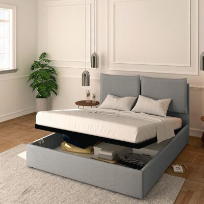 BALDIFLEX - Letto Contenitore Matrimoniale 160x190 Licia In Tessuto Con Rete A Doghe Colore Grigio Grey BALDIFLEX - Letto Contenitore Matrimoniale 160x190 Licia In Tessuto Con Rete A Doghe Colore Grigio Grey