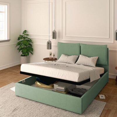 BALDIFLEX - Letto Contenitore Matrimoniale 160x190 Licia In Tessuto Con Rete A Doghe Colore Verde Menta Mint BALDIFLEX - Letto Contenitore Matrimoniale 160x190 Licia In Tessuto Con Rete A Doghe Colore Verde Menta Mint