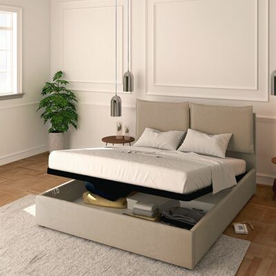BALDIFLEX - Letto Contenitore Matrimoniale 160x190 Licia In Tessuto Con Rete A Doghe Colore Grigio Talpa Taupe BALDIFLEX - Letto Contenitore Matrimoniale 160x190 Licia In Tessuto Con Rete A Doghe Colore Grigio Talpa Taupe