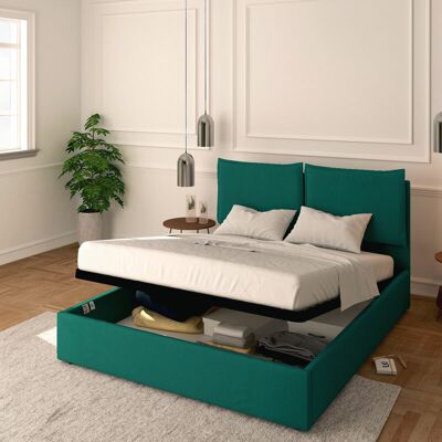 BALDIFLEX - Letto Contenitore Matrimoniale 160x190 Licia In Tessuto Con Rete A Doghe Colore Turchese Turkis BALDIFLEX - Letto Contenitore Matrimoniale 160x190 Licia In Tessuto Con Rete A Doghe Colore Turchese Turkis