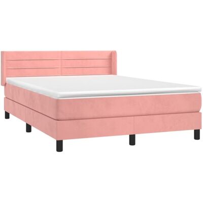 Letto in velluto rosa con materasso a molle insacchettate - Letto Letto in velluto rosa con materasso a molle insacchettate - Letto