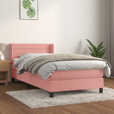 Letto in Velluto Rosa vidaXL con Materasso - Letto con Materasso Letto in Velluto Rosa vidaXL con Materasso - Letto con Materasso
