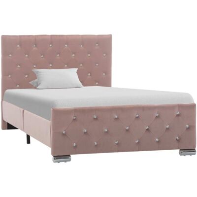 Struttura letto in velluto con decorazioni diamanti - Rosa - Letto Struttura letto in velluto con decorazioni diamanti - Rosa - Letto