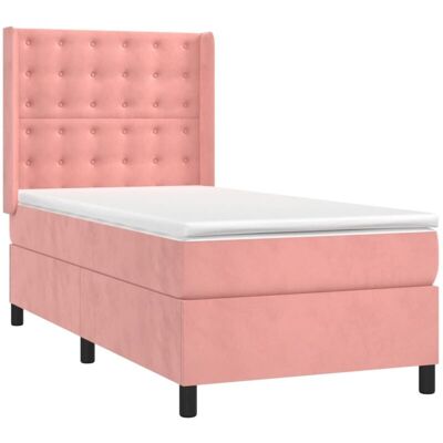 Letto in Velluto Rosa con LED e Materasso - Letto Letto in Velluto Rosa con LED e Materasso - Letto
