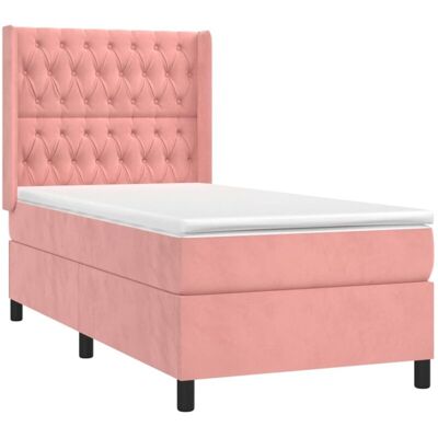 Letto in Velluto Rosa con LED e Materasso 100x200 cm - vidaXL Letto in Velluto Rosa con LED e Materasso 100x200 cm - vidaXL