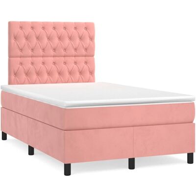 VIDAXL - Letto A Molle Con Materasso E Led Rosa 120x190 Cm In Velluto VIDAXL - Letto A Molle Con Materasso E Led Rosa 120x190 Cm In Velluto