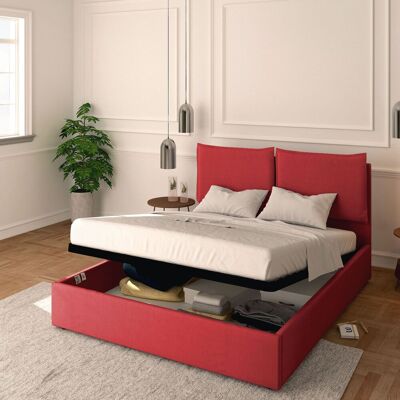 BALDIFLEX - Letto Contenitore Matrimoniale 160x190 Licia In Tessuto Con Rete A Doghe Colore Rosso Cranberry BALDIFLEX - Letto Contenitore Matrimoniale 160x190 Licia In Tessuto Con Rete A Doghe Colore Rosso Cranberry
