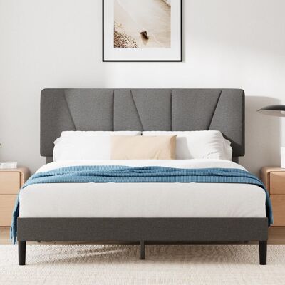 ZINUS Maya Struttura Letto 160x190 Cm Con Testiera - Altezza 30 Cm - Letto Matrimoniale Imbottito Con Rete A Doghe In Legno - Facile Da Montare - Grigio Scuro ZINUS Maya Struttura Letto 160x190 Cm Con Testiera - Altezza 30 Cm - Letto Matrimoniale Imbottito Con Rete A Doghe In Legno - Facile Da Montare - Grigio Scuro