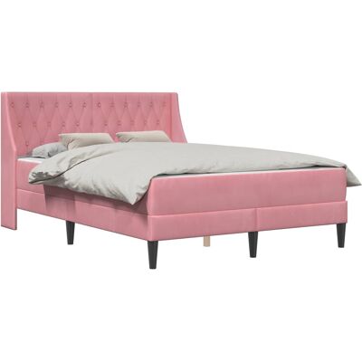 VIDAXL Struttura Letto Con Materasso Rosa 140 X 200 Cm Velluto VIDAXL Struttura Letto Con Materasso Rosa 140 X 200 Cm Velluto