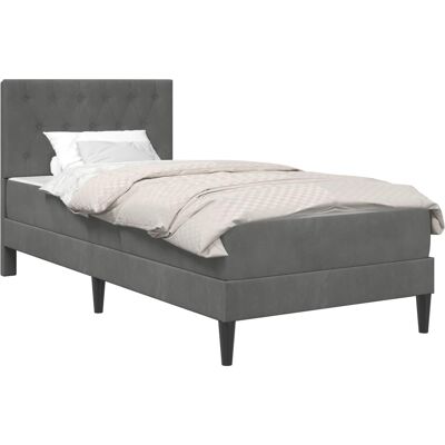 VIDAXL Struttura Letto Con Materasso Grigio Scuro 90 X 190 Cm Velluto VIDAXL Struttura Letto Con Materasso Grigio Scuro 90 X 190 Cm Velluto