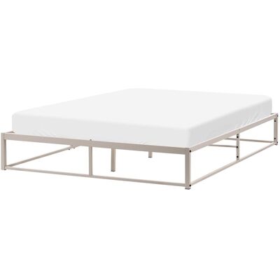 BELIANI Letto Matrimoniale Con Struttura In Metallo, A Doghe Doppie Integrate, Senza Testiera 140 X 200 Cm Beige Chiaro Viry BELIANI Letto Matrimoniale Con Struttura In Metallo, A Doghe Doppie Integrate, Senza Testiera 140 X 200 Cm Beige Chiaro Viry