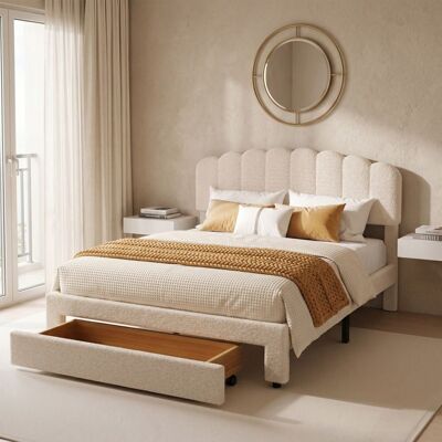 OEM Letto 140x190 Con Contenitore - Pocketpop - Velluto Teddy Beige - 1 Cassetto - Porte Usb/type-c - Testata Regolabile OEM Letto 140x190 Con Contenitore - Pocketpop - Velluto Teddy Beige - 1 Cassetto - Porte Usb/type-c - Testata Regolabile