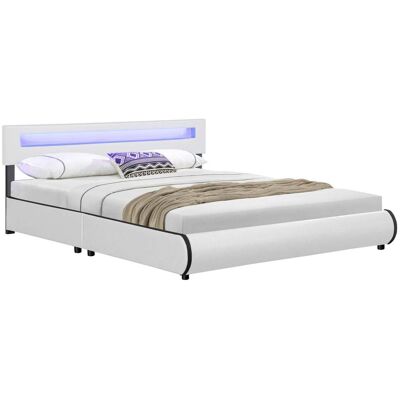 Juskys Letto Imbottito Sevilla Bianco 180 X 200 Cm Struttura Letto Con Illuminazione Led E Rete A Doghe Juskys Letto Imbottito Sevilla Bianco 180 X 200 Cm Struttura Letto Con Illuminazione Led E Rete A Doghe