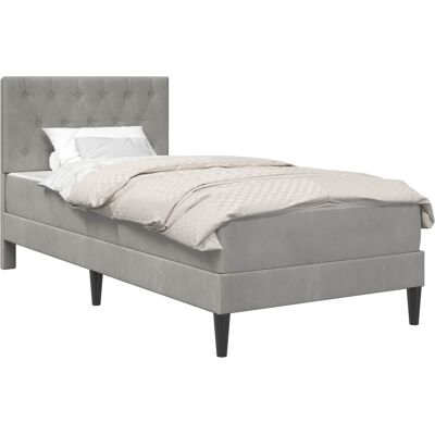 VIDAXL Struttura Letto Con Materasso Grigio Chiaro 90 X 190 Cm Velluto VIDAXL Struttura Letto Con Materasso Grigio Chiaro 90 X 190 Cm Velluto