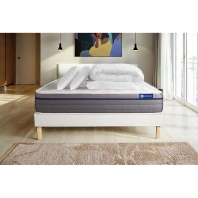 ACTISOM Pacchetto Letto Completo - Materasso 140x190cm + Box Spring Con Doghe (kit) + 2 Cuscini + Piumino - Actimemo Zen ACTISOM Pacchetto Letto Completo - Materasso 140x190cm + Box Spring Con Doghe (kit) + 2 Cuscini + Piumino - Actimemo Zen