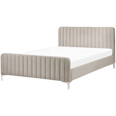 Letto in velluto taupe doppia misura UE - Letto Letto in velluto taupe doppia misura UE - Letto