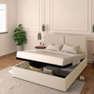 BALDIFLEX - Letto Contenitore Matrimoniale 160x190 Licia In Ecopelle Con Rete A Doghe Colore Bianco White BALDIFLEX - Letto Contenitore Matrimoniale 160x190 Licia In Ecopelle Con Rete A Doghe Colore Bianco White