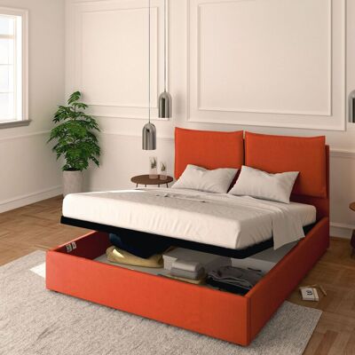 BALDIFLEX - Letto Contenitore Matrimoniale 160x190 Licia In Tessuto Con Rete A Doghe Colore Arancione Orange BALDIFLEX - Letto Contenitore Matrimoniale 160x190 Licia In Tessuto Con Rete A Doghe Colore Arancione Orange