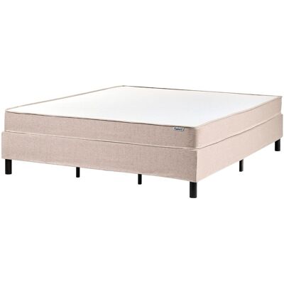 BELIANI Letto Matrimoniale Con Rete In Tessuto 180 X 200 Cm Con Materasso A Molle Insacchettate Senza Testiera Beige Countess BELIANI Letto Matrimoniale Con Rete In Tessuto 180 X 200 Cm Con Materasso A Molle Insacchettate Senza Testiera Beige Countess