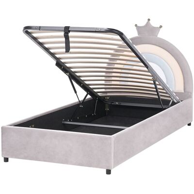 BELIANI Letto Singolo In Velluto Blu Imbottito Con Base A Doghe E Contenitore Grigio 90 X 200 Cm Grisetot BELIANI Letto Singolo In Velluto Blu Imbottito Con Base A Doghe E Contenitore Grigio 90 X 200 Cm Grisetot