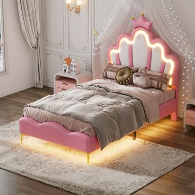 OEM Letto Bambino 90x190 Cm - Nuvola & Corona - Testata Imbottita Regolabile - Led Integrata - Rete A Doghe Inclusa OEM Letto Bambino 90x190 Cm - Nuvola & Corona - Testata Imbottita Regolabile - Led Integrata - Rete A Doghe Inclusa