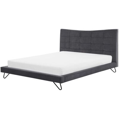 Letto in Velluto Beliani LANNION - Re Super Grigio Letto in Velluto Beliani LANNION - Re Super Grigio