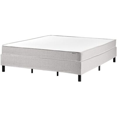 BELIANI Letto Matrimoniale Con Rete In Tessuto 180 X 200 Cm Con Materasso A Molle Insacchettate Senza Testiera Grigio Chiaro Countess BELIANI Letto Matrimoniale Con Rete In Tessuto 180 X 200 Cm Con Materasso A Molle Insacchettate Senza Testiera Grigio Chiaro Countess